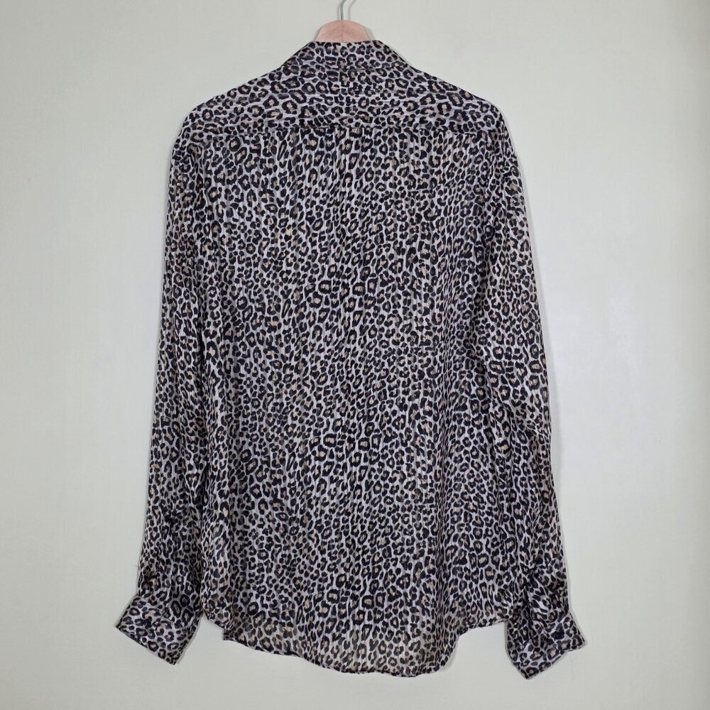 Zara Leopard Print Blouse Womens XL Multicolor LS Boho High Low Cheetah Slouchy - Picture 16 of 16